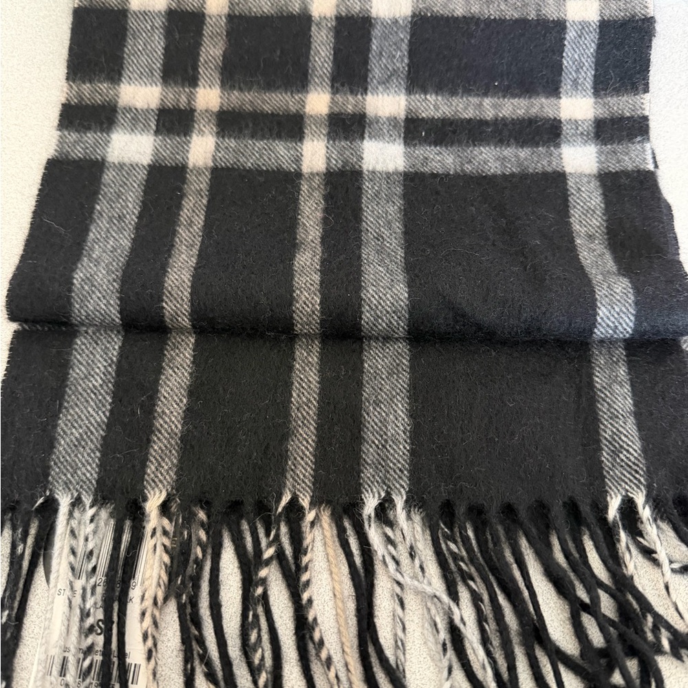 Charter Club Cashmere Black and White Plaid Scarf